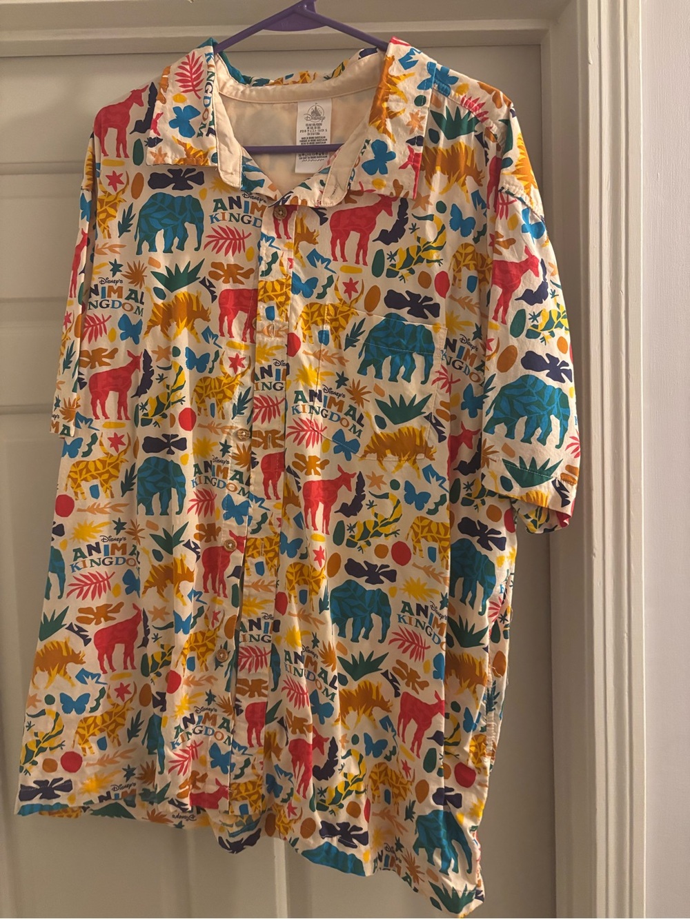 Disney Parks Animal Kingdom Multi-Color Button Down Shirt